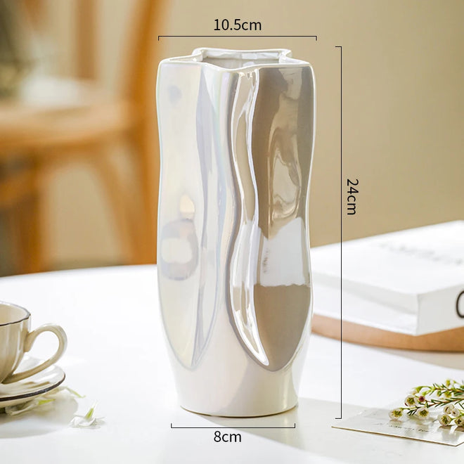 Luxury Electroplated Silver Ceramic Vase