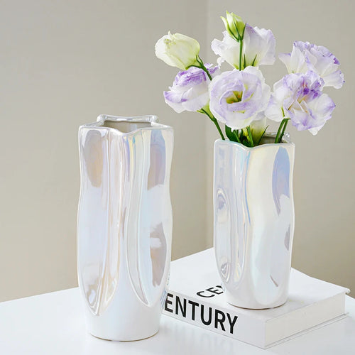 Luxury Electroplated Silver Ceramic Vase