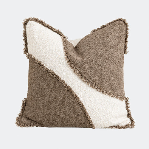 Cream & Greige Wabi-Sabi Fringed Throw Pillow Covers