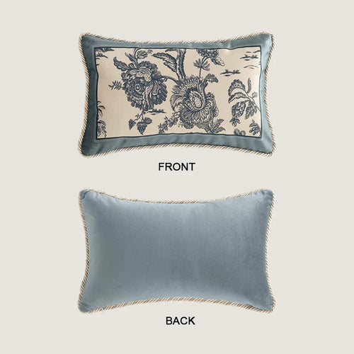 GUVINCI GALLERY Oriental Charm Lumbar Pillow Covers Super Soft Velvet Toile De Jouy Delft Blue Decorative Cushion Case 30x50cm
