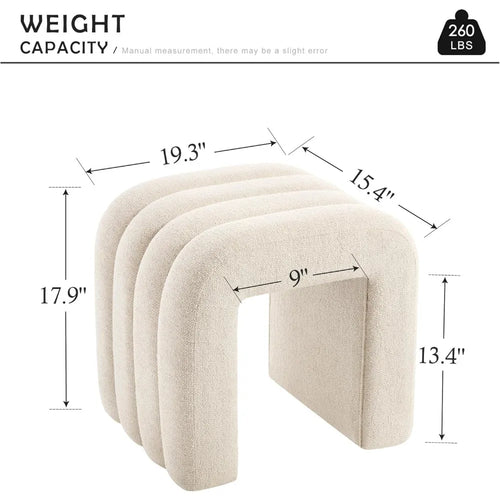 Modern Linen Fleece Ottoman Foot Stool