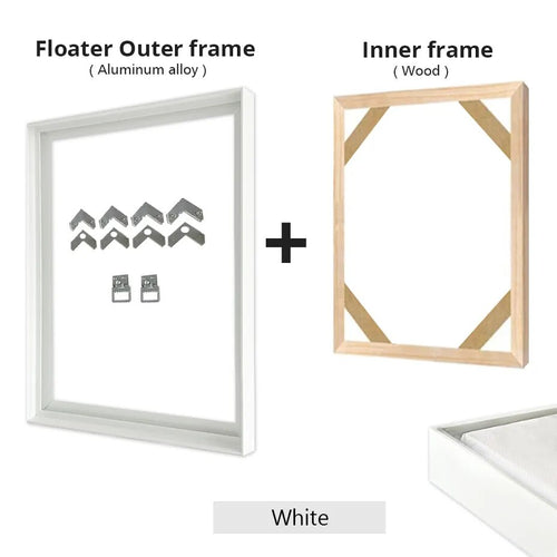 Wall Art Floating Metal and Wood Frame DIY Kit for Canvas Print, Picture, Oil Painting - The Finishing Touch Decor