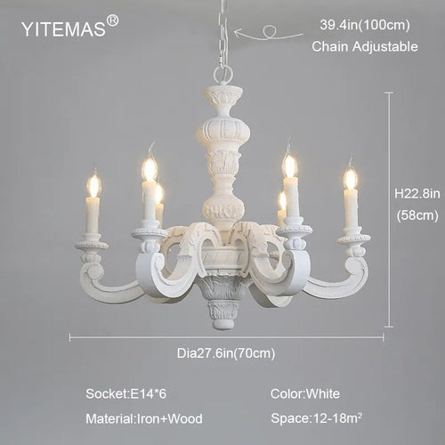 Roman Pillar Light Carved Wooden & Iron Italian Murano Vintage-Style Hanging Chandelier - The Finishing Touch Decor