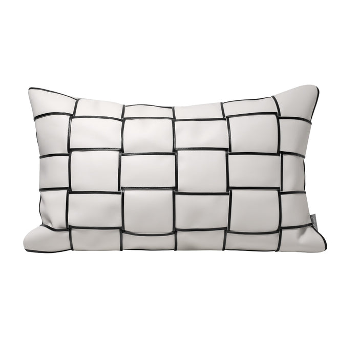 Retro Modern Luxury White Deco Pattern Genuine Leather Throw Pillows Covers - The Finishing Touch Decor