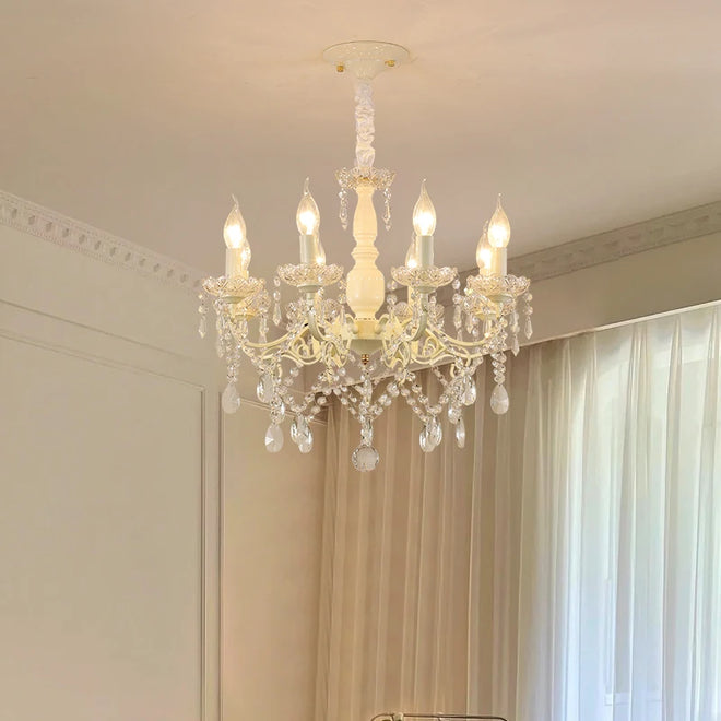 French White Crystal Retro Chandelier and Sconce Lighting - The Finishing Touch Decor