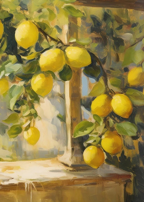 Retro Lemon Garden Canvas Poster Fresh Lemon Olive Tree Wall Art Prints for Modern Living Room Office & Summer Home Decor Gifts