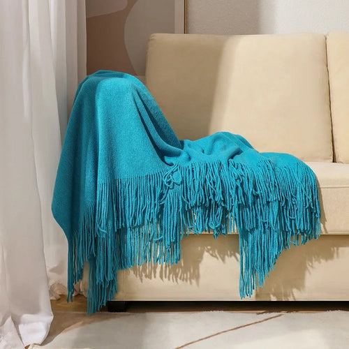 Faux-Cashmere Lightweight Fringed Throw Blanket - The Finishing Touch Decor