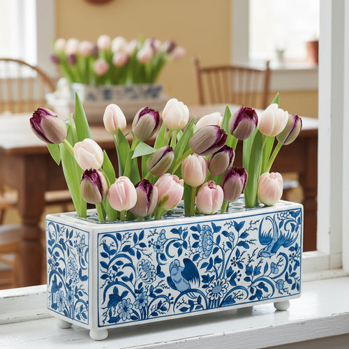 Blue & White Porcelain Flowerpot Rectangular Planter