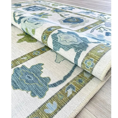 Classic Vintage Cream Green Floral Pattern Large Area Rug - The Finishing Touch Decor