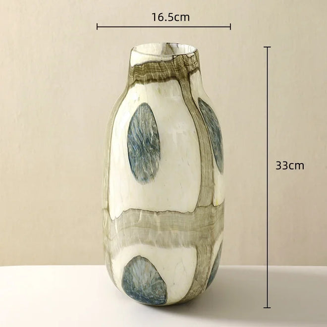 Retro Blue & Green Glass Bubble Vases