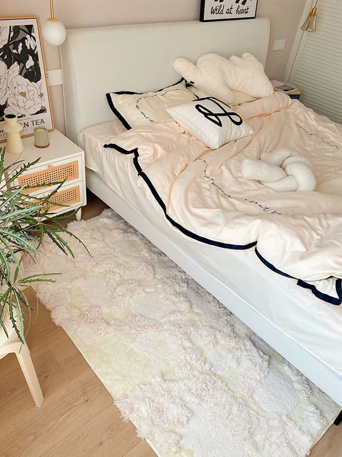Fluffy Beige White Nordic Textured Thick Carpet - The Finishing Touch Decor