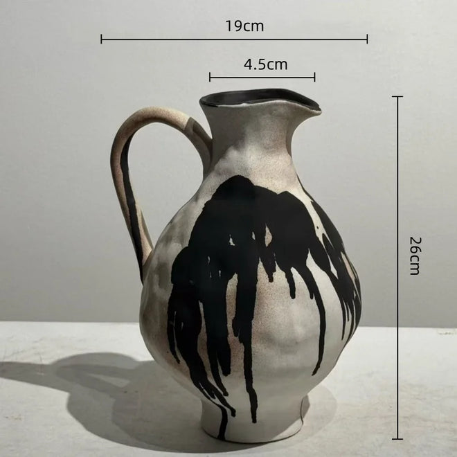 Irregular shape ink drip handmade decorative vase by The Finishing Touch Decor, featuring a unique artistic design and textured surface.