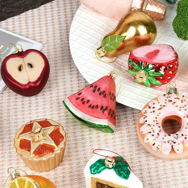 Painted Assortment of Food-Shaped Tree Ornaments