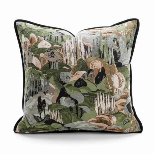Luxury Retro Green Rolling Forest Throw Pillow Covers