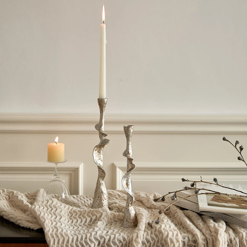 Freeform Aged Silver Resin Candle Holder