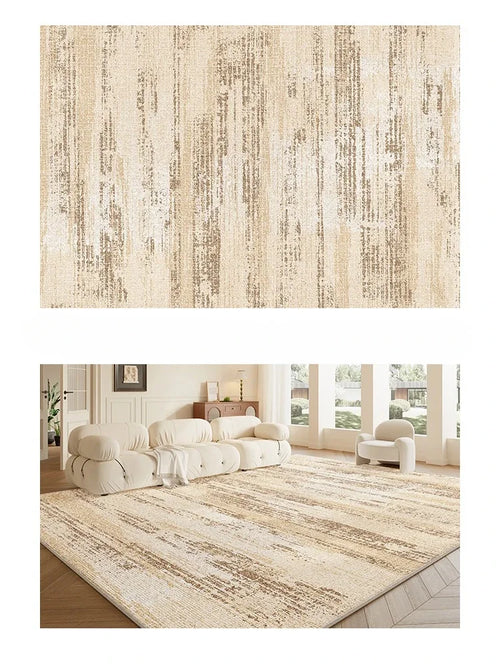Striped Beige Carpet Comfortable Easy Clean Living Room Carpets Cream Luxurious Decorative Rug French Bedroom Bedside Rugs Tapis