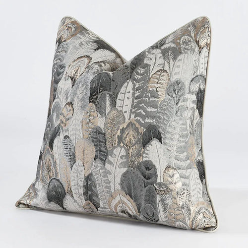 Metallic Accent Bird Feather Jacquard Throw Pillows