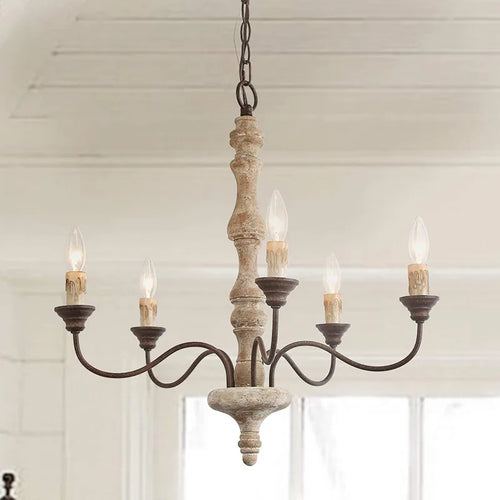 Creative American Retro French Wood Chandelier Restaurant Homestay Bedroom Lamp Nordic Home Living Room Kitchen Pendant Lamp