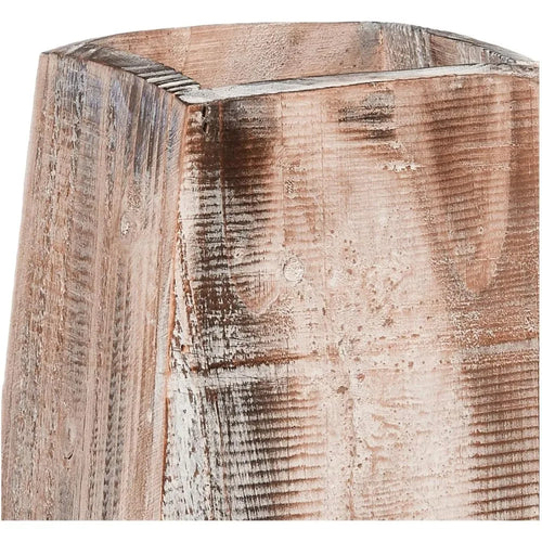 Rustic Set of 2 Tall Whitewashed Raw Wooden Vases - The Finishing Touch Decor