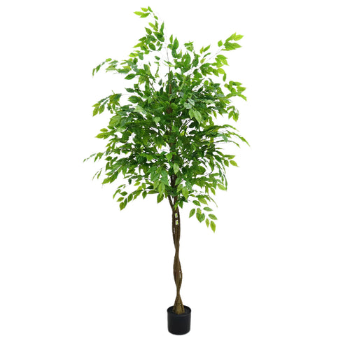 5.2'/5.9' Artificial Ficus Tree, Tall Fake Potted Ficus Tree With Planter, Realistic Texture Potted Faux Ficus Tree For Home - The Finishing Touch Decor