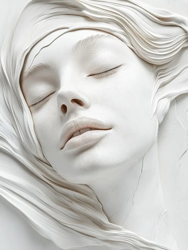 White Painted Female Face Canvas Wall Art Print