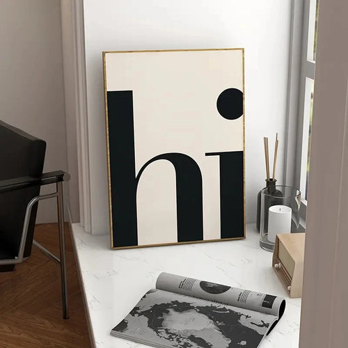 Minimalist Large Type "Hi" Framed Wall Art Print - The Finishing Touch Decor