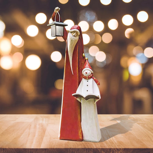 Santa & Snowman Figurine Indoor/Outdoor Statue