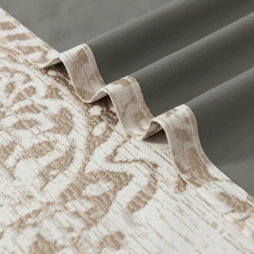 Greige Tall 9ft Damask Blackout Curtains 2 Panel Set - The Finishing Touch Decor