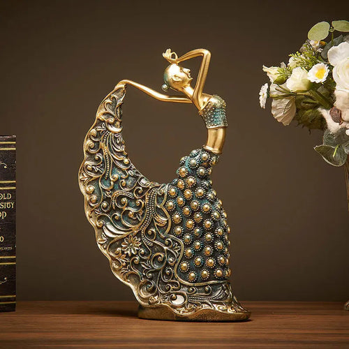 Gold Resin Female Flamenco Dancer Figurine