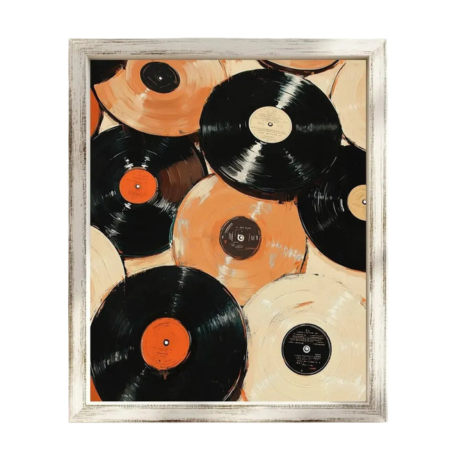 Retro Vinyl Record Pile Canvas Print Wall Art - The Finishing Touch Decor
