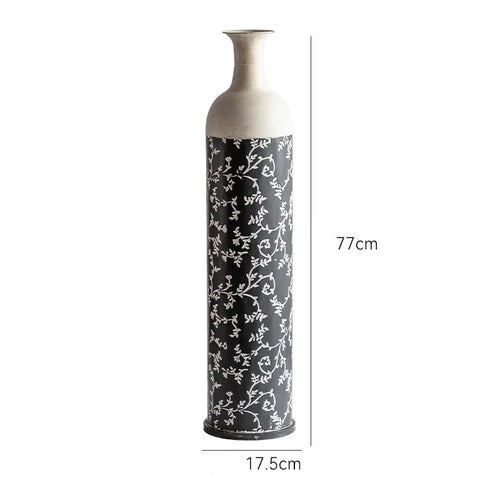 Farmhouse Rustic Etched Iron Floral Pattern Vases - The Finishing Touch Decor