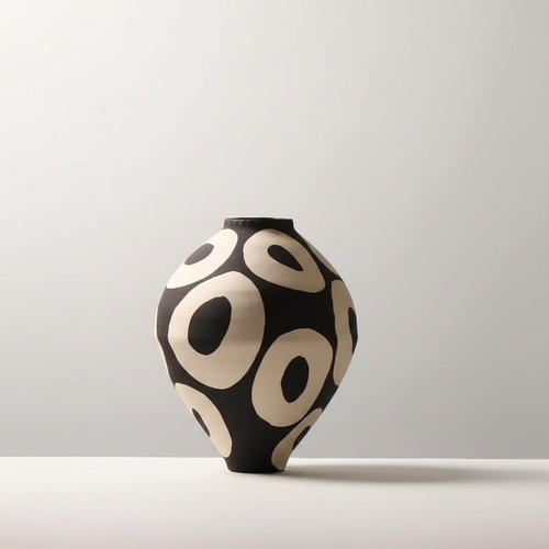 Hand-drawn Geometric Circles Ceramic Vase