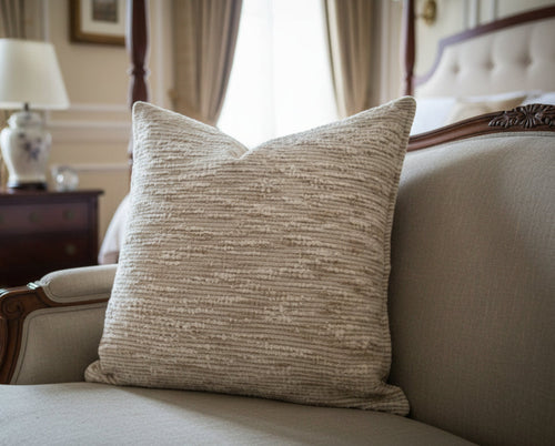 Textured Italian minimalist throw pillow cover from The Finishing Touch Decor, featuring a sleek, modern design for stylish home decor.