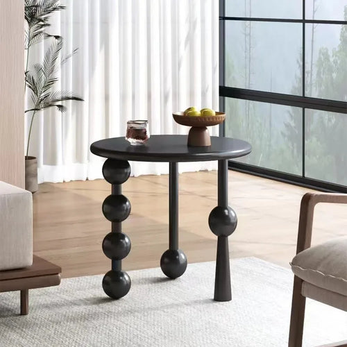 Scandinavian solid rubber wood small side table with creative design, ideal as a coffee or sofa table in living rooms.