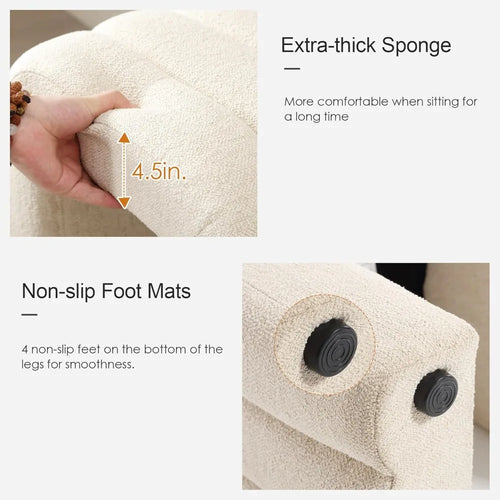 Modern Linen Fleece Ottoman Foot Stool