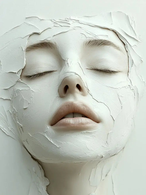 White Painted Female Face Canvas Wall Art Print