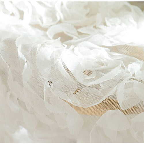 Rose Adorned Voile Sheer White Window Curtains - The Finishing Touch Decor