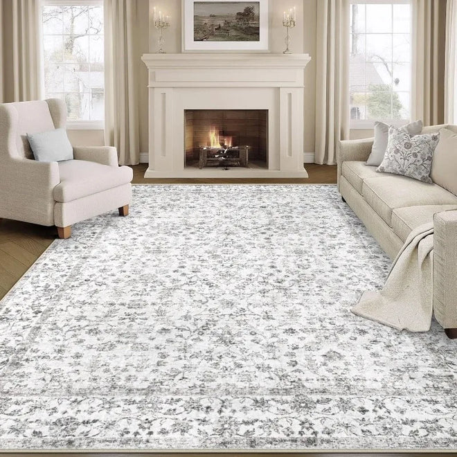 Classic Neutral Print Traditional Pattern Area Rug