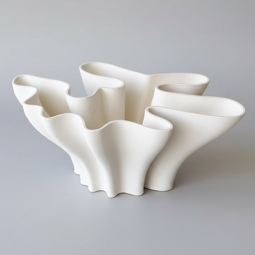 White ceramic Scandi vase with sculpted wave design, decorative vase from The Finishing Touch Decor for modern home decor.