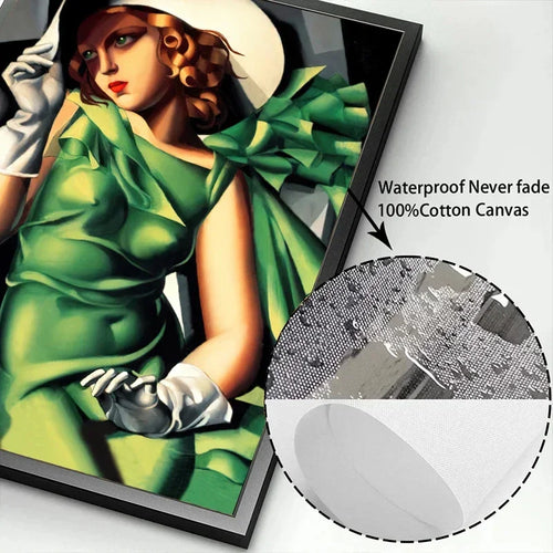 Red De Lempicka vintage art print, decorative wall art by The Finishing Touch Decor, featuring bold geometric design and vibrant colors.
