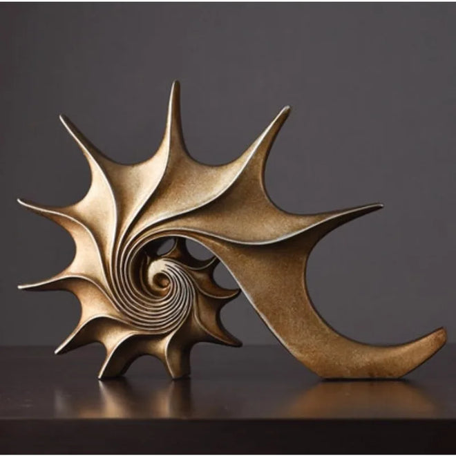 Coastal Bronze or Blue Resin Conch Shell Sculptures - The Finishing Touch Decor