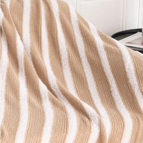 Striped Knit Coastal Lightweight Throw Blanket