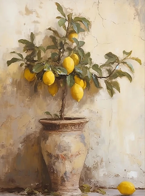 Retro Lemon Garden Canvas Poster Fresh Lemon Olive Tree Wall Art Prints for Modern Living Room Office & Summer Home Decor Gifts