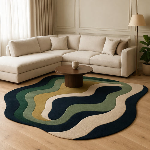 Irregular Wave New Zealand Wool Area Rug