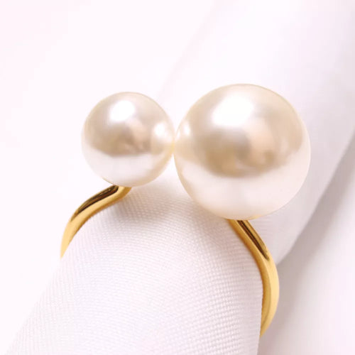 Highlighted Huge Pearl U-Shaped Napkin Holders Rings - 6PCS - The Finishing Touch Decor