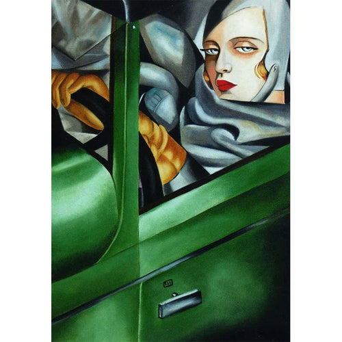 Red De Lempicka vintage deco wall art print featuring bold geometric design and elegant artistic style.
