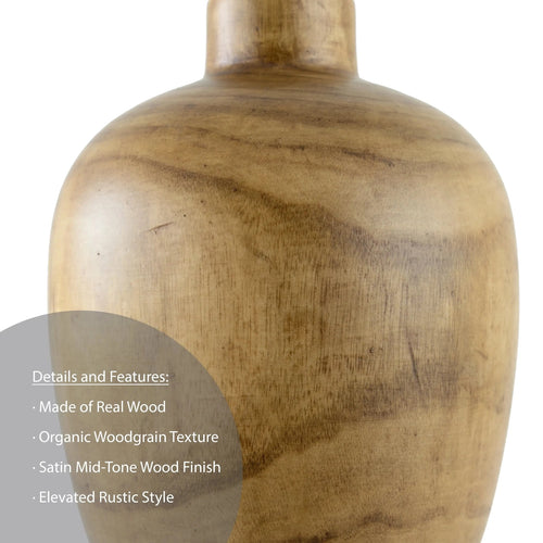 12 Mid-Tone Brown Wood Finish Decorative Indoor Tabletop Vase