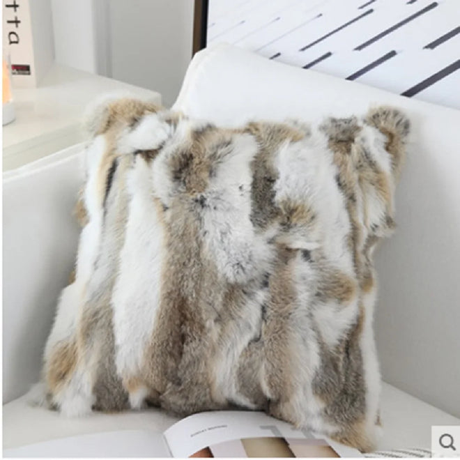 Soft Authentic Rabbit Fur Throw Pillow Covers