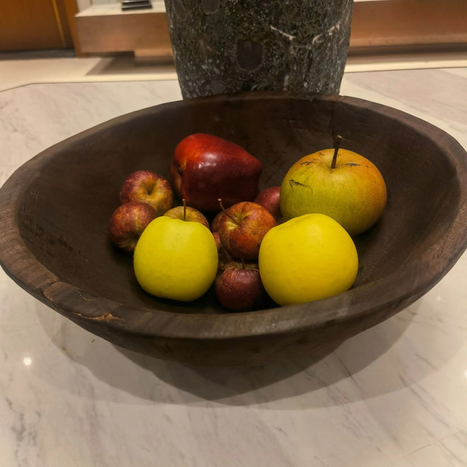 Dark Aged Tung Wood Nordic Large Disc Bowl - The Finishing Touch Decor