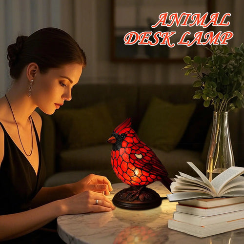 Red Cardinal Bird Shape Small Desktop Lamp